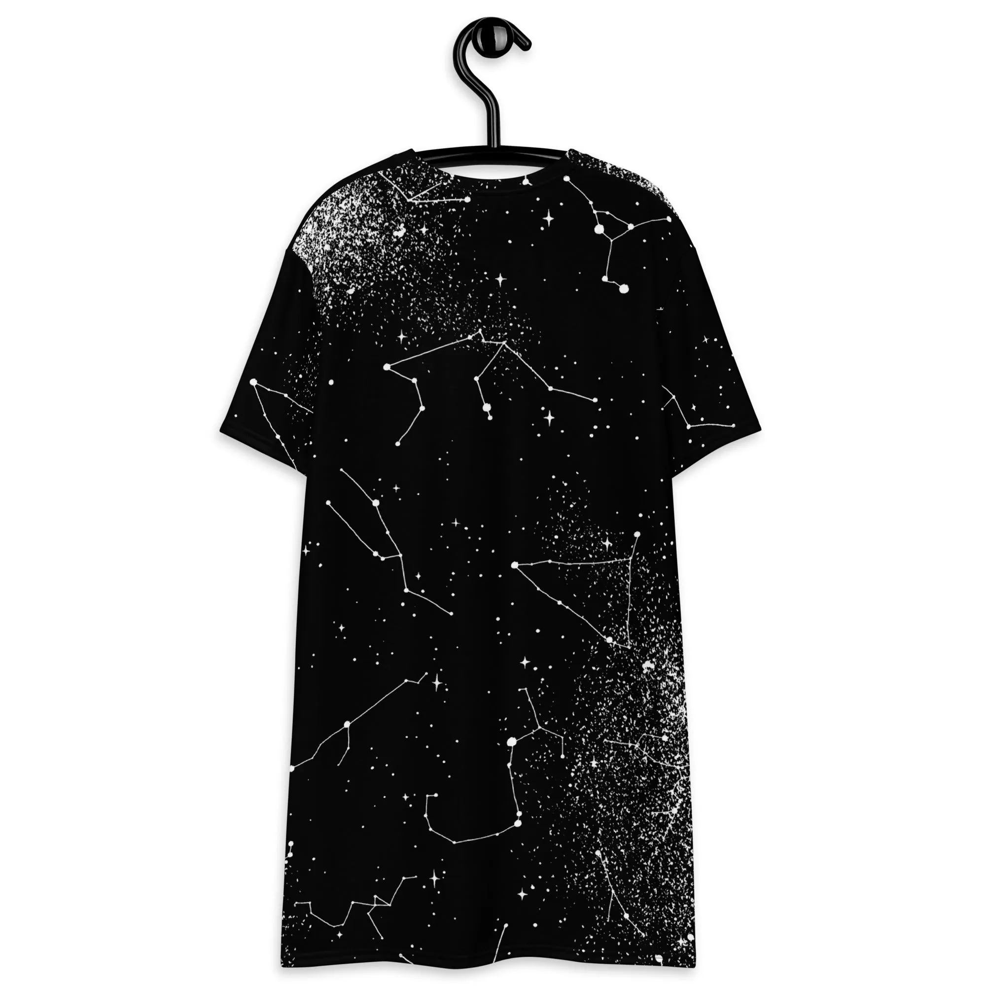 Constellation Tee Dress - Vegan Oversized T-shirt Witchy Alt Style Occult Grunge Aesthetic Unisex Goth Black Dress