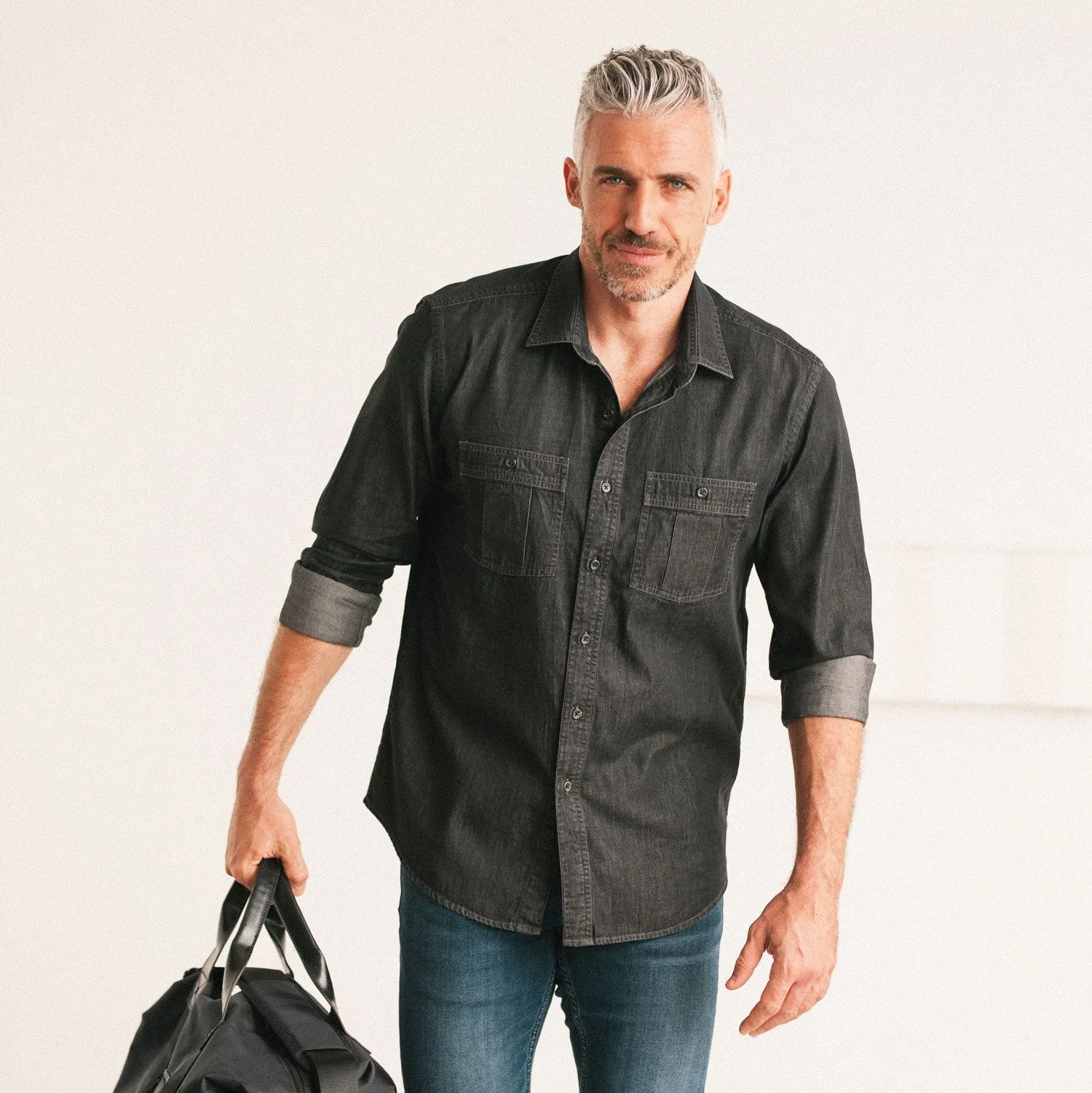 Craftsman Utility Shirt – Black Cotton Denim