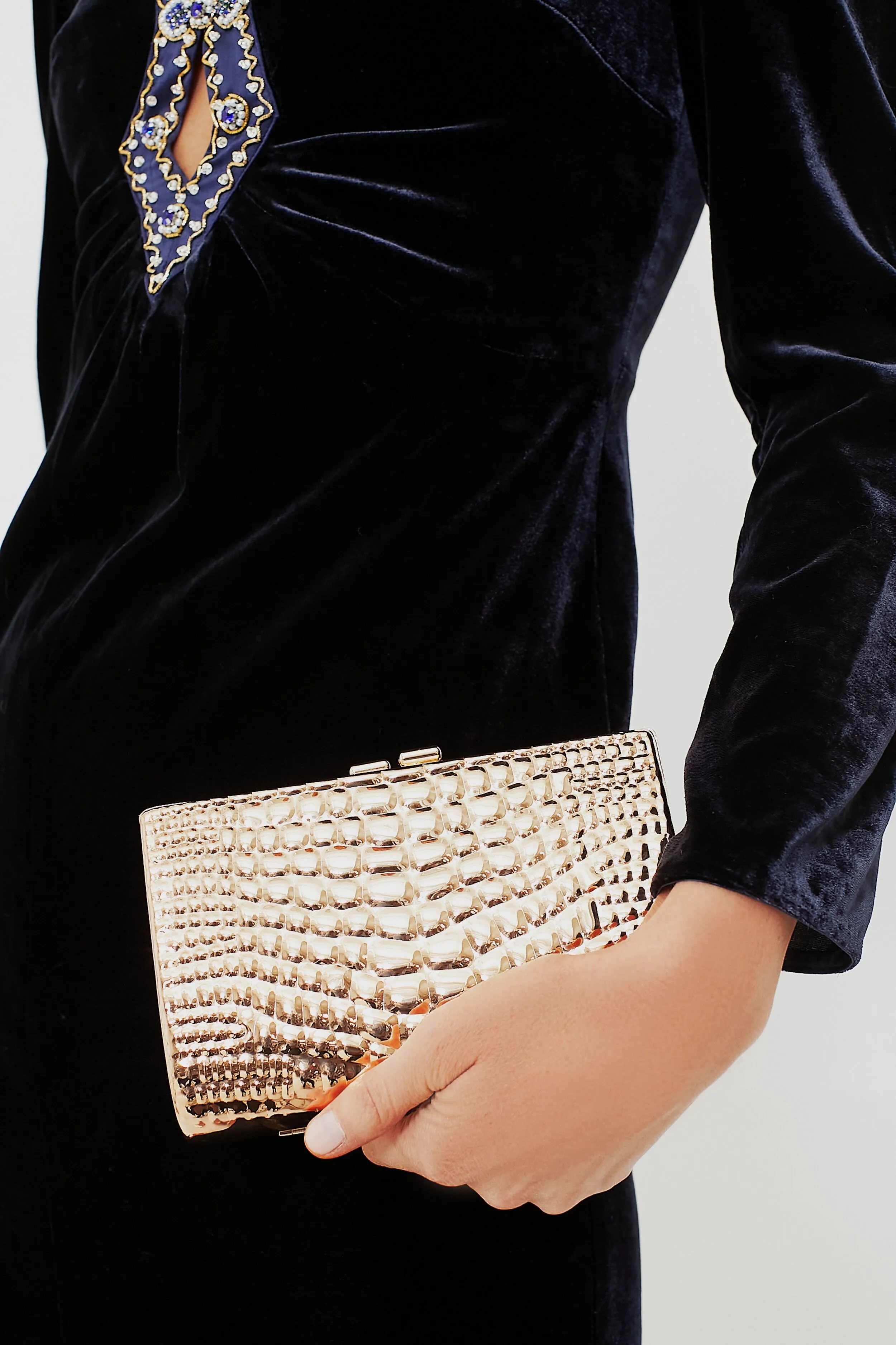 Croc-Effect Gold Coast Clutch