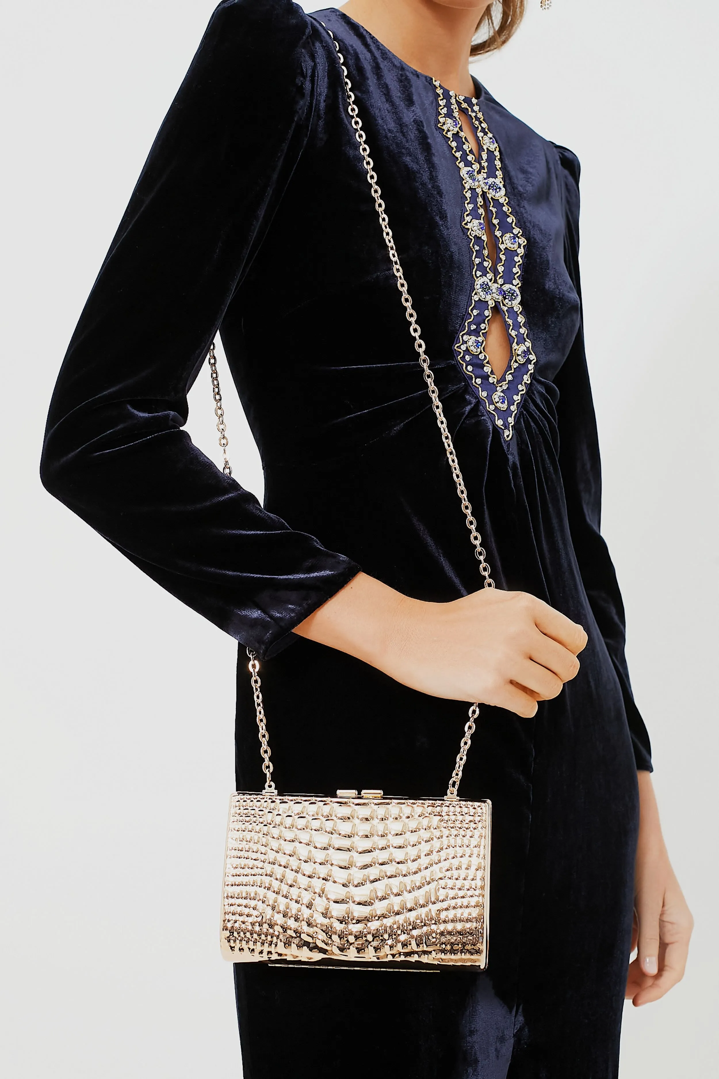 Croc-Effect Gold Coast Clutch