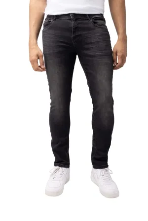 CULTURA AZURE Mens Basic Casual Stretch Washed Denim Jeans Flex Tapered Leg - Slim Fit