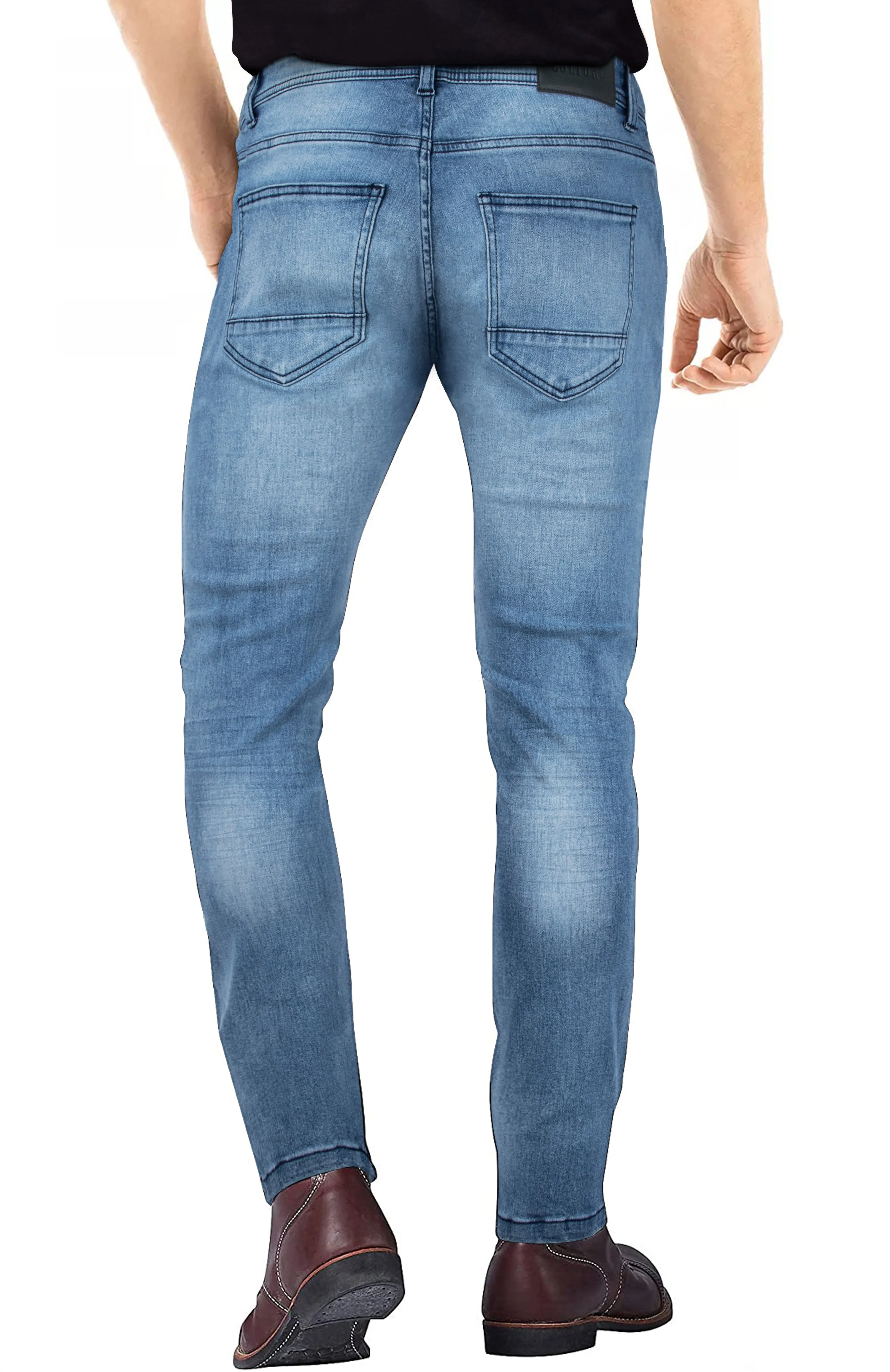 CULTURA Men's Skinny Fit Super Stretch Washed Denim Pants