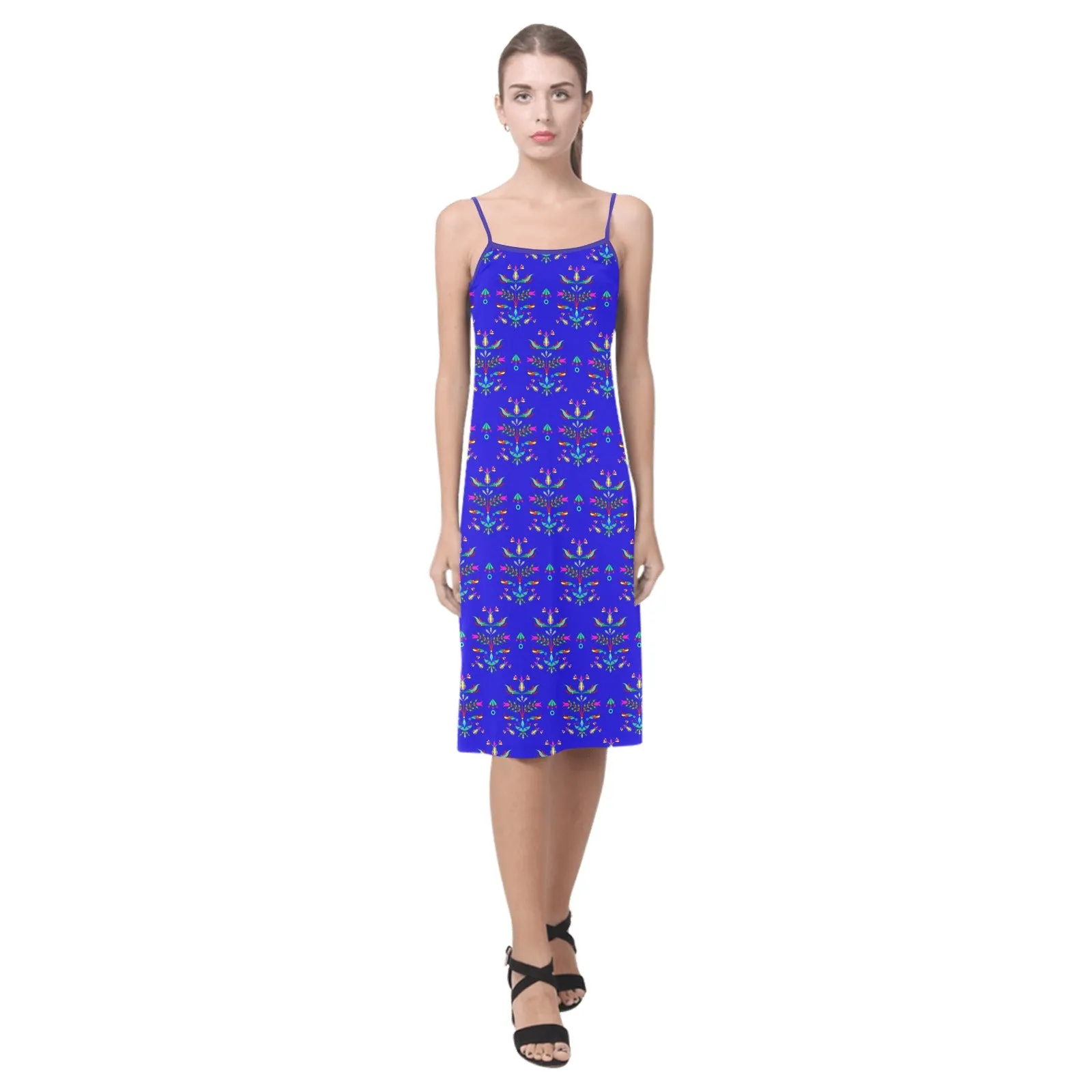 Dakota Damask Blue Alcestis Slip Dress