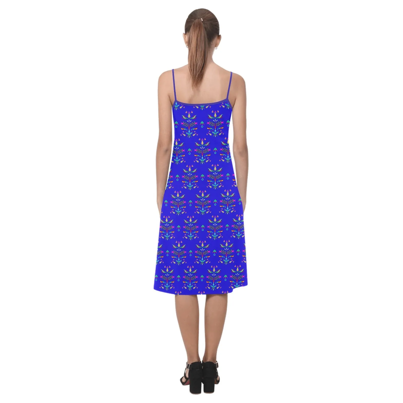 Dakota Damask Blue Alcestis Slip Dress