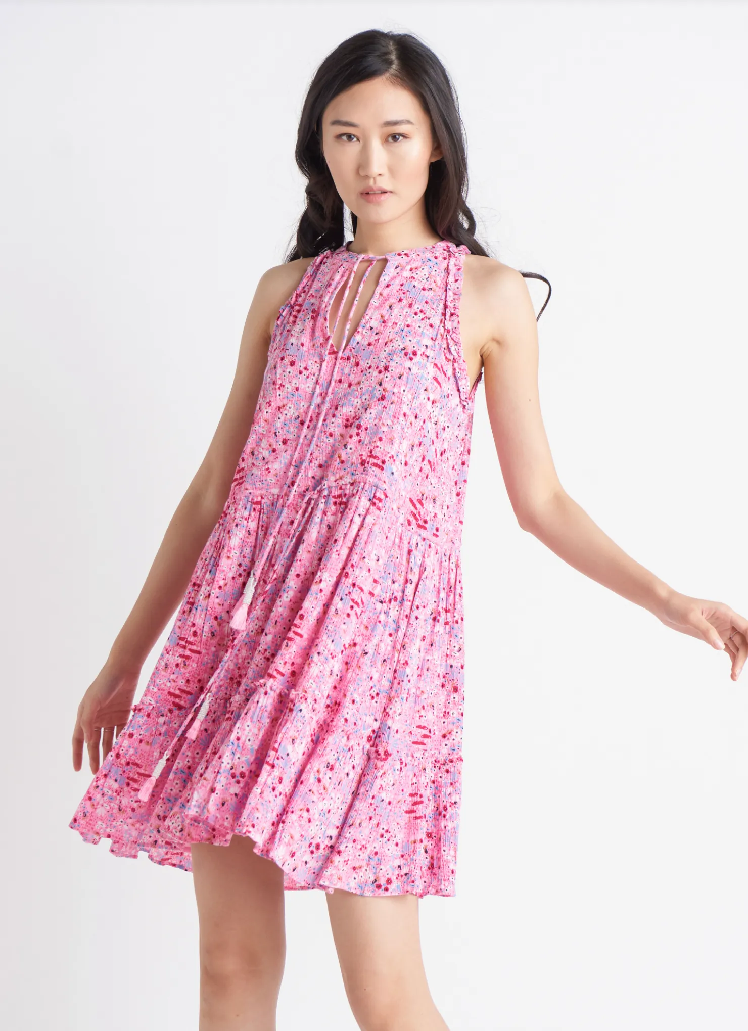 Dex Cherry Blossom Drawstring Mini Dress