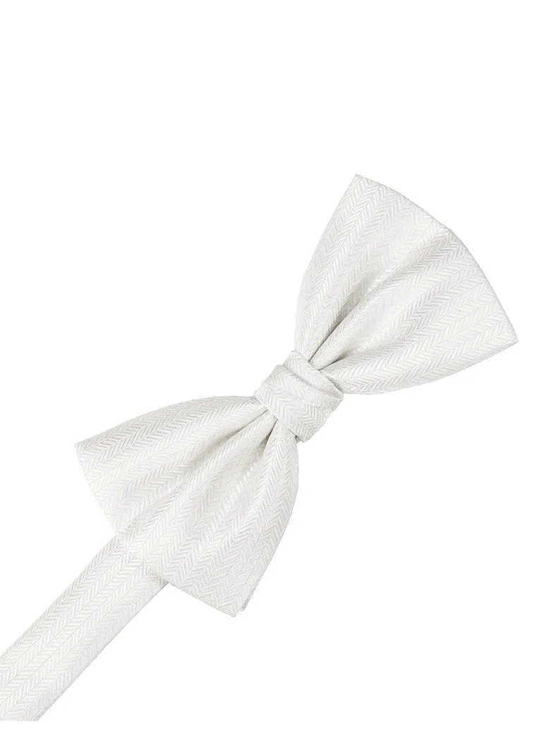 Diamond White Herringbone Formal Bow Tie