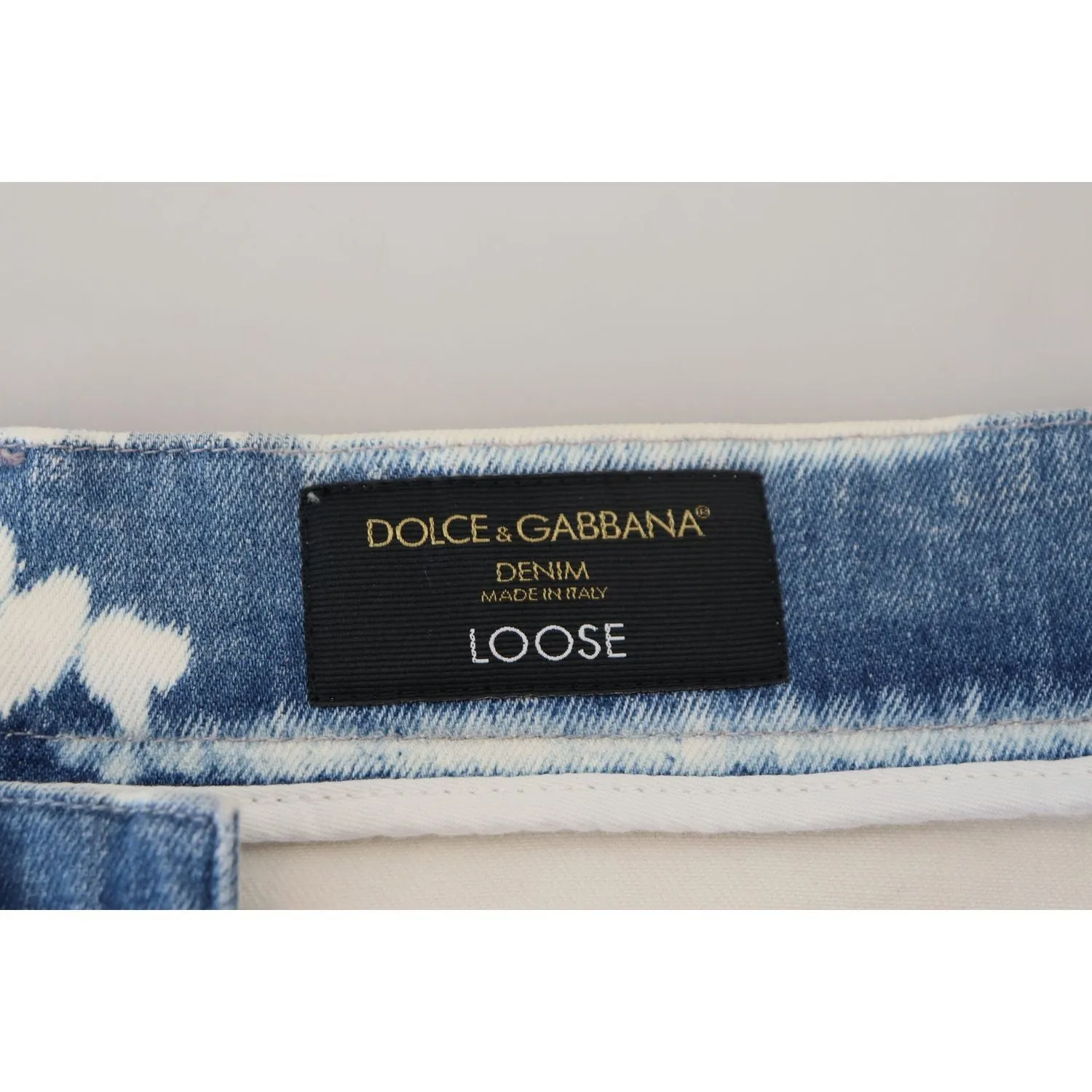 Dolce & Gabbana Elegant Loose Fit Denim Pants with Unique Print