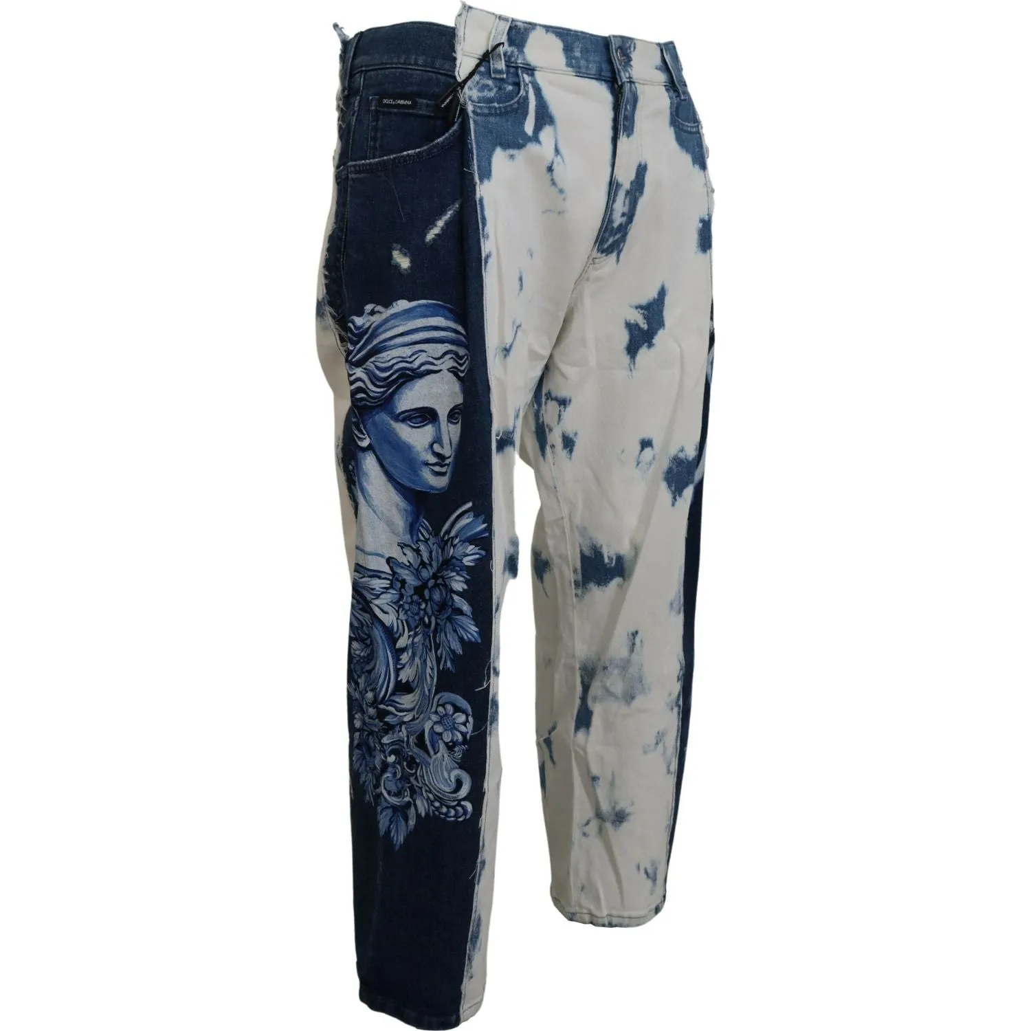 Dolce & Gabbana Elegant Loose Fit Denim Pants with Unique Print