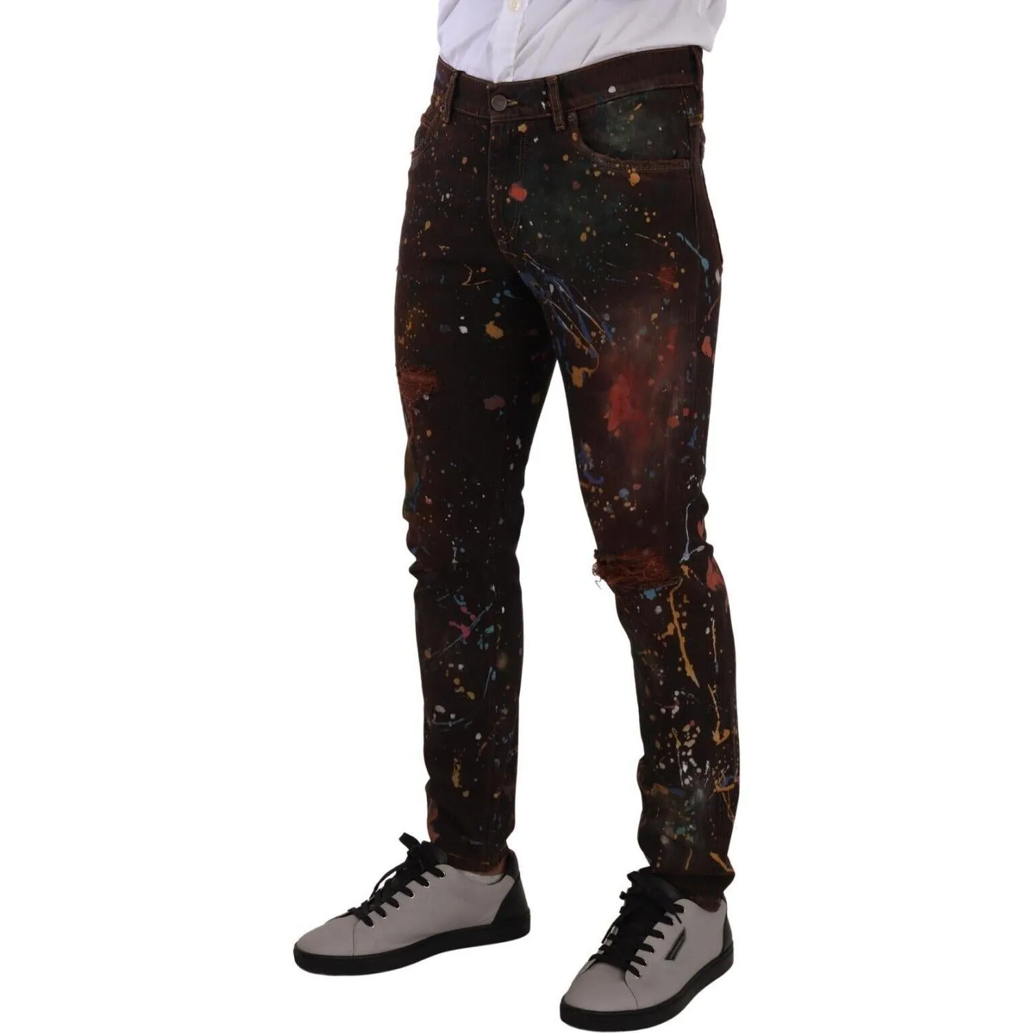 Dolce & Gabbana Multicolor Painted Skinny Denim Jeans