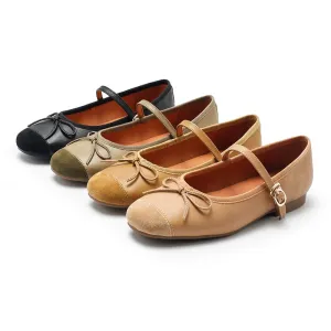 Dwarves Handmade Sheepskin Women's Michaela Mary Jane Flats in Khaki/Green/Apricot/Black