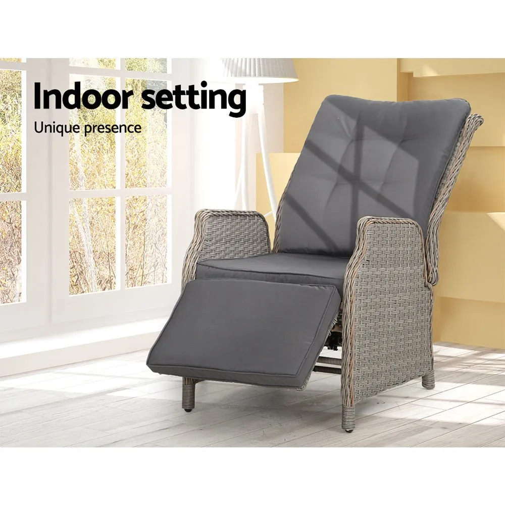 Elara Outdoor Recliner Patio Chair Grey