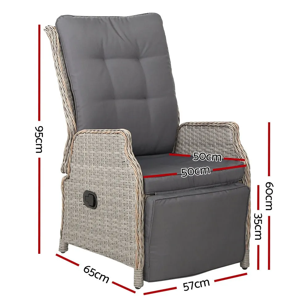 Elara Outdoor Recliner Patio Chair Grey