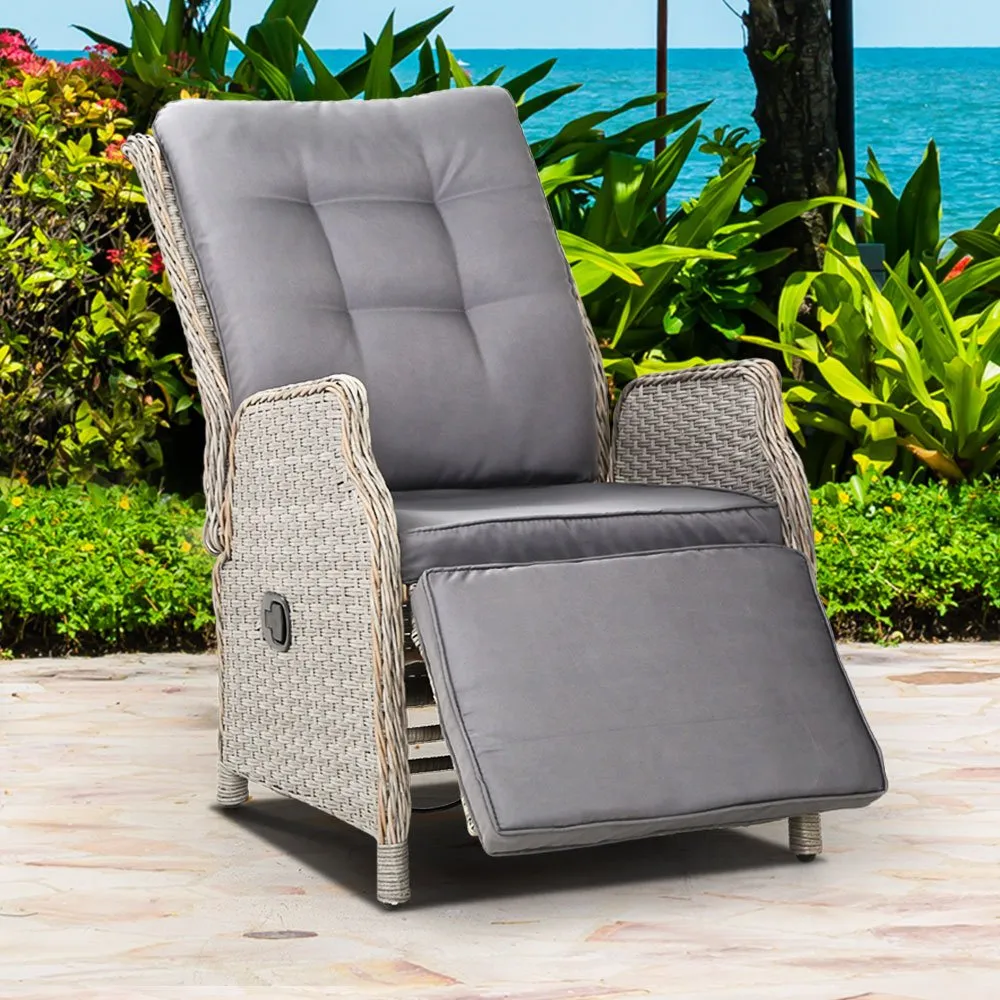 Elara Outdoor Recliner Patio Chair Grey