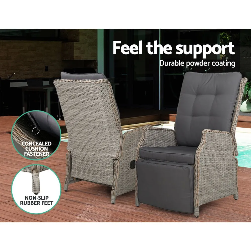 Elara Outdoor Recliner Patio Chair Grey