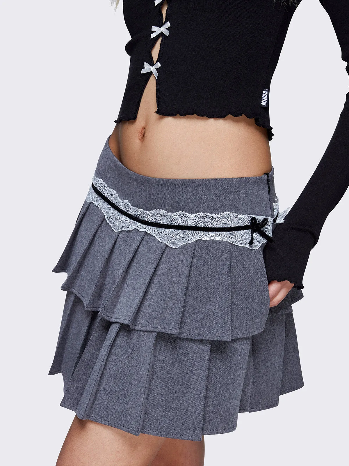 Elodie Grey Pleated Mini Skirt