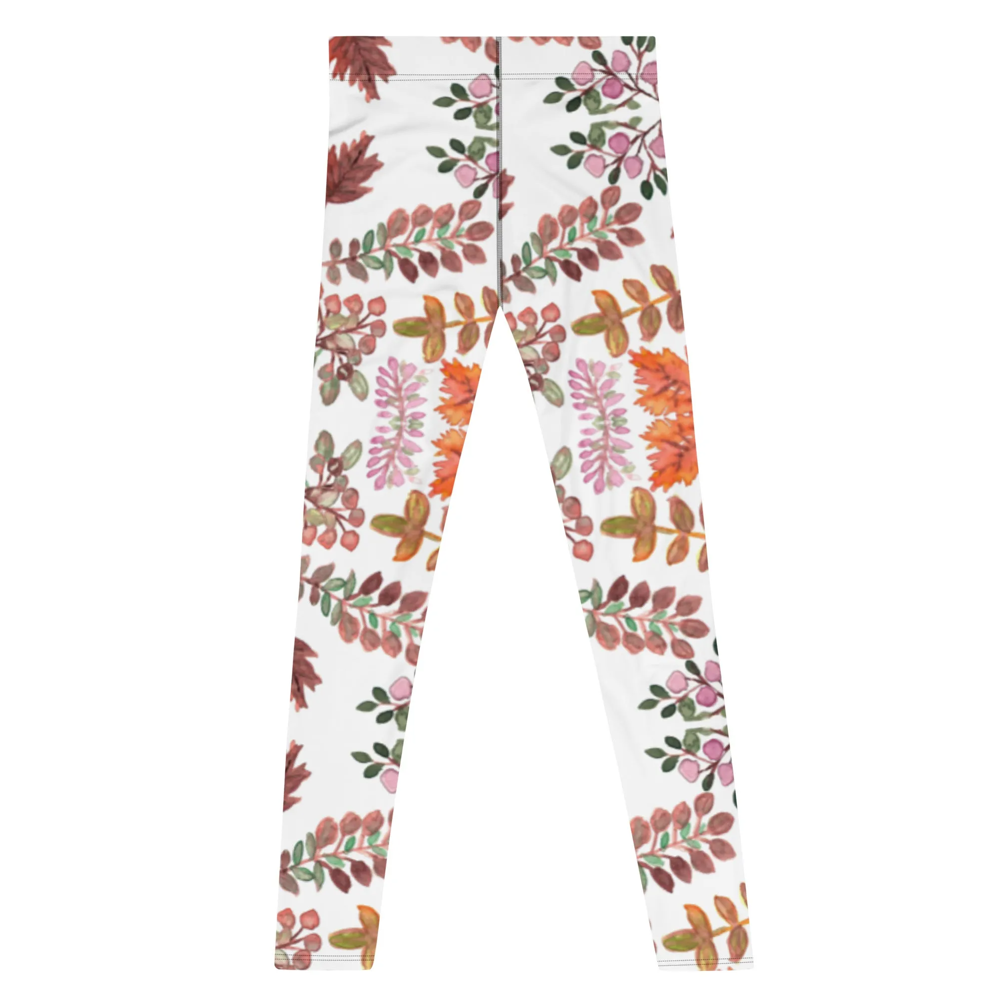 Fall Leaves Best Men's Leggings, White Fall Leaves Leggings For Men, Autumn Leaf Leggings- Made in USA/EU/MX