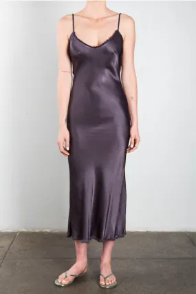 Farrah Slip Dress in Vintage Satin - Graphite