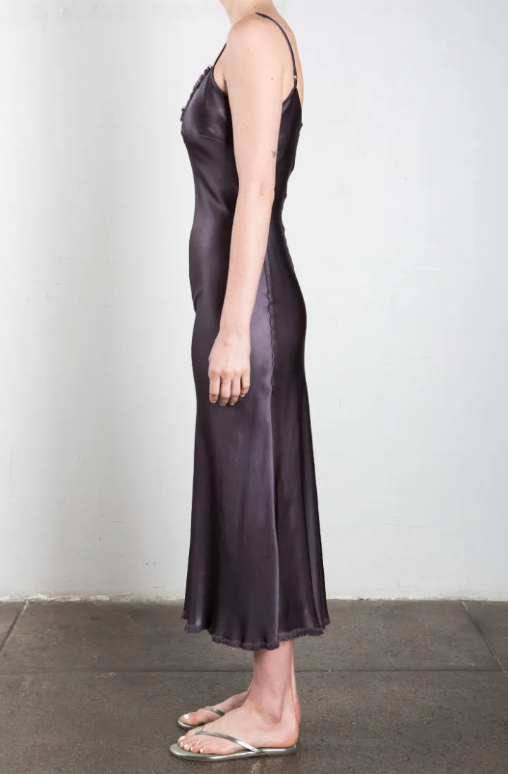 Farrah Slip Dress in Vintage Satin - Graphite