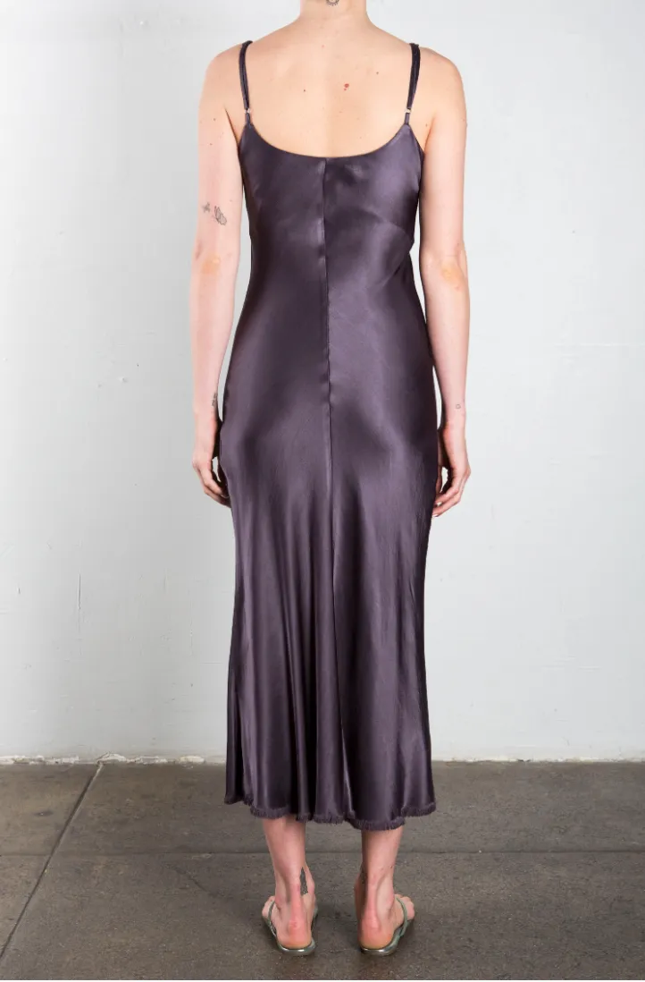 Farrah Slip Dress in Vintage Satin - Graphite