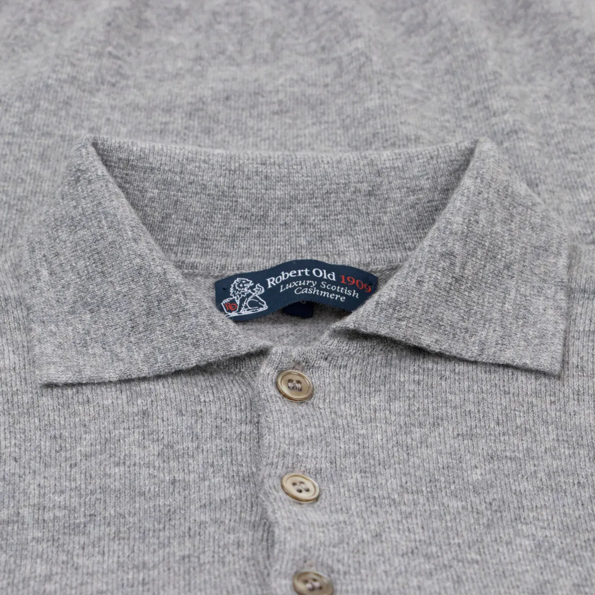 Flannel Oban 3 button 2ply Cashmere Polo Sweater