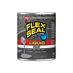 Flex Seal LFSGRYR16 Liquid Rubber Sealant, Gray, 16 oz, Can