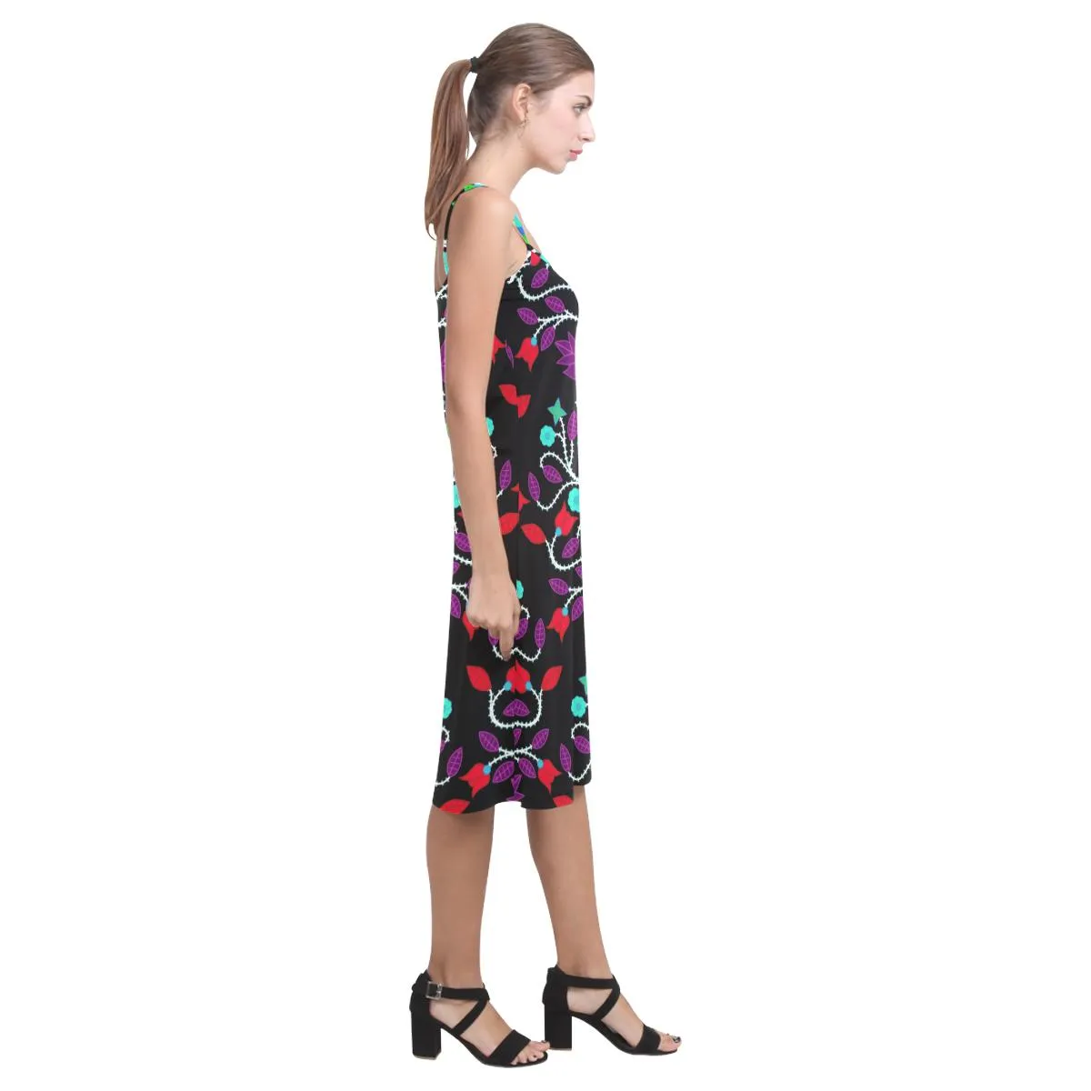 Floral Beadwork Four Clans Winter Alcestis Slip Dress