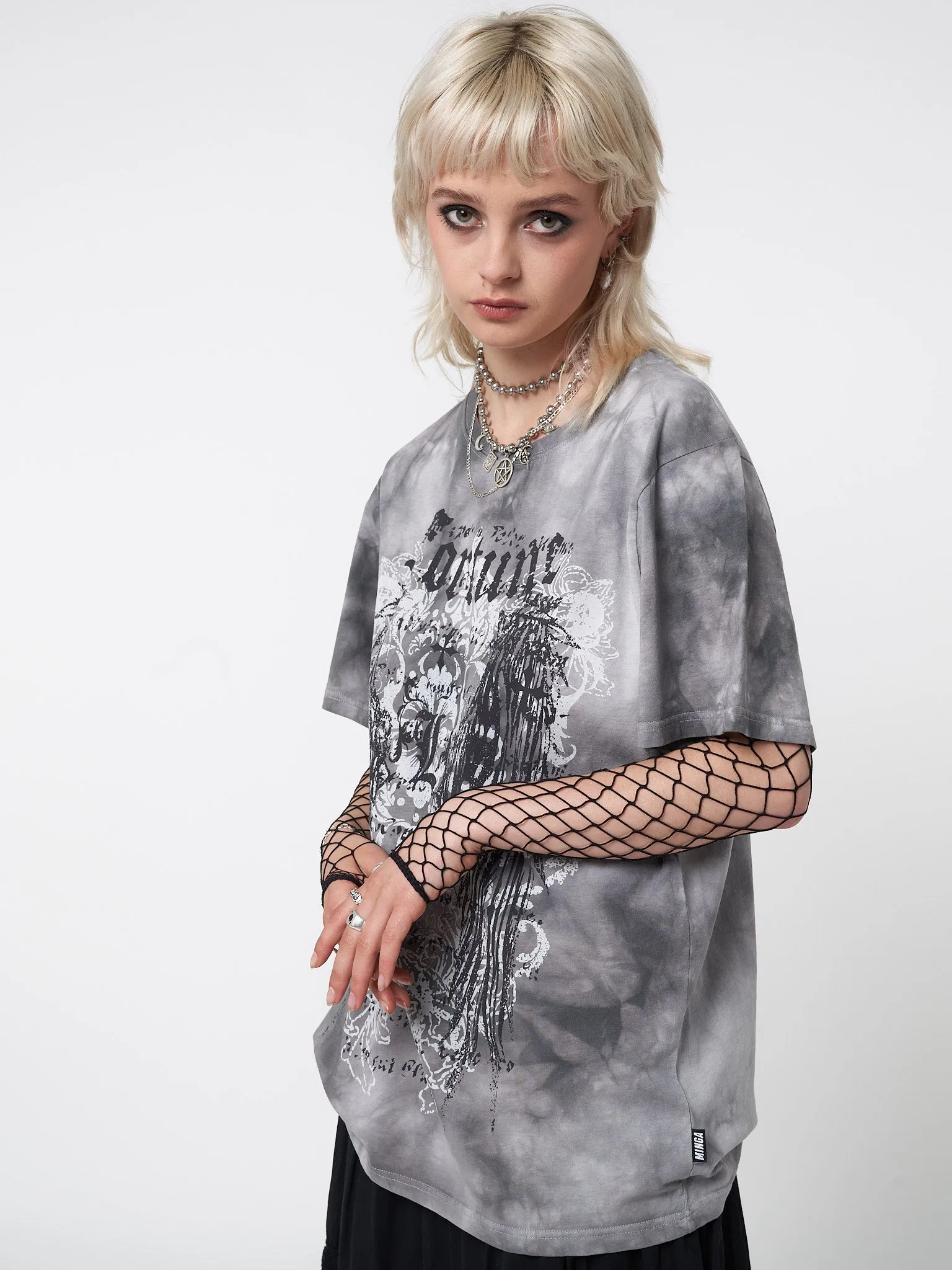 Fortune Wings Grey Tie Dye T-Shirt