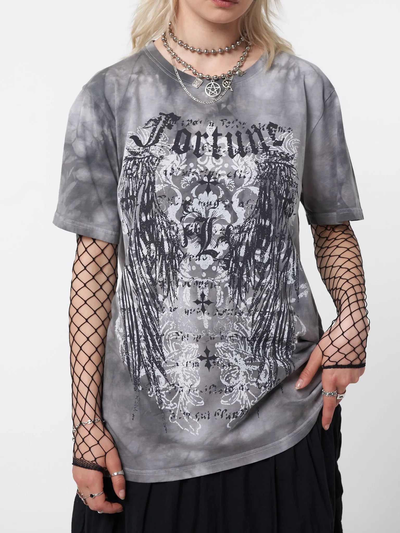 Fortune Wings Grey Tie Dye T-Shirt