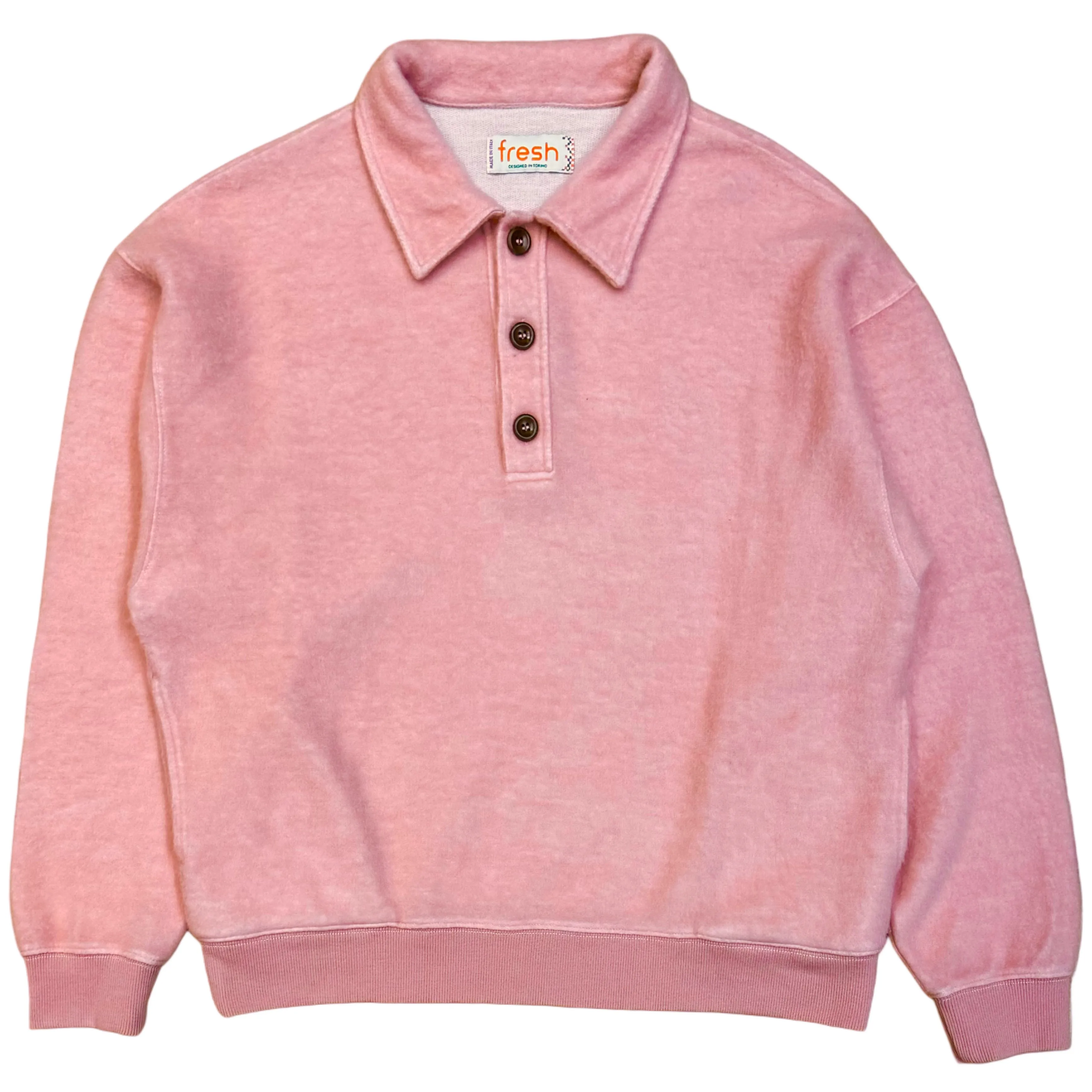 FRESH Bamboo Polo Sweater In Flamingo Pink