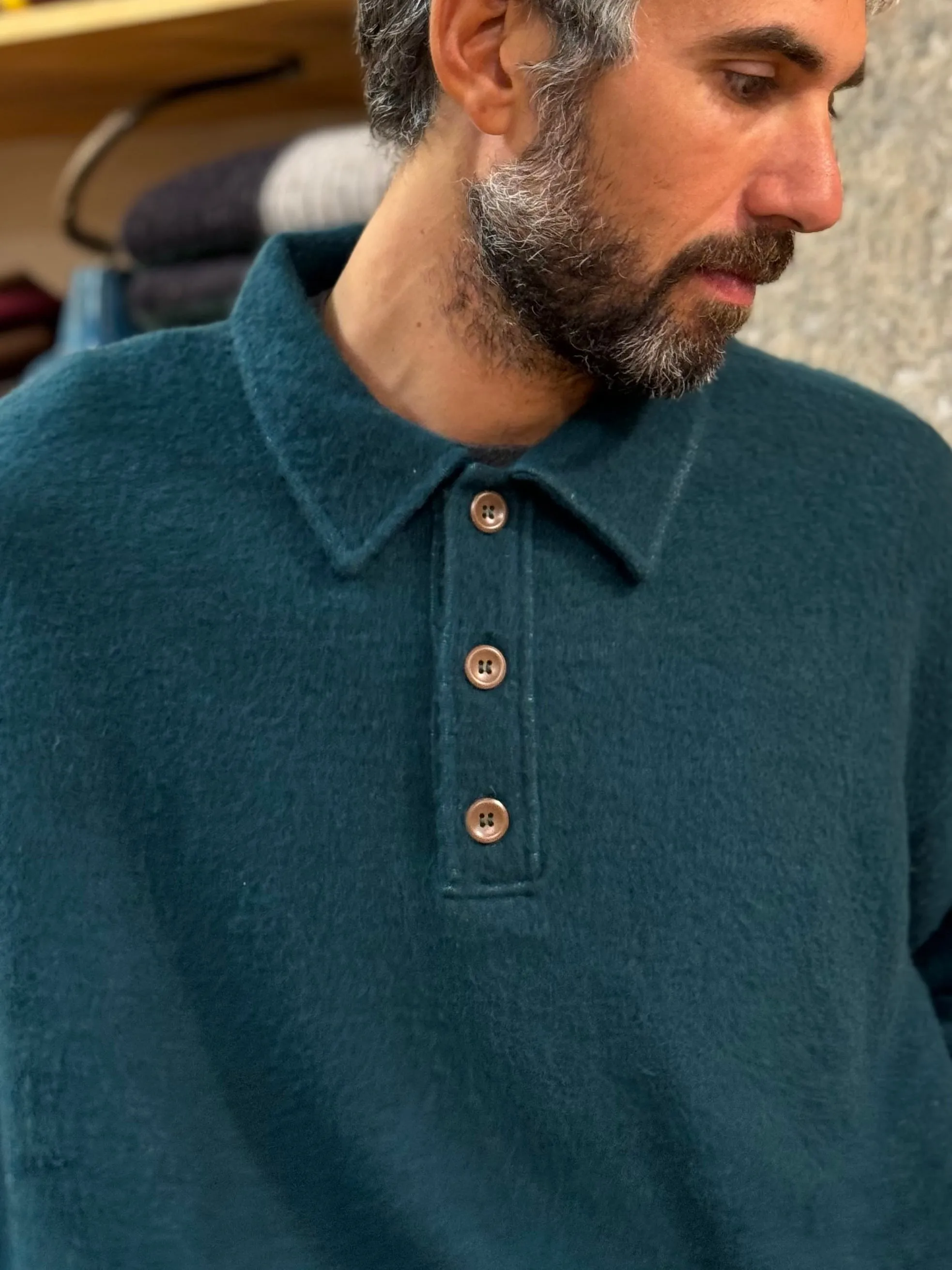 FRESH Bamboo Polo Sweater In Forrest Green