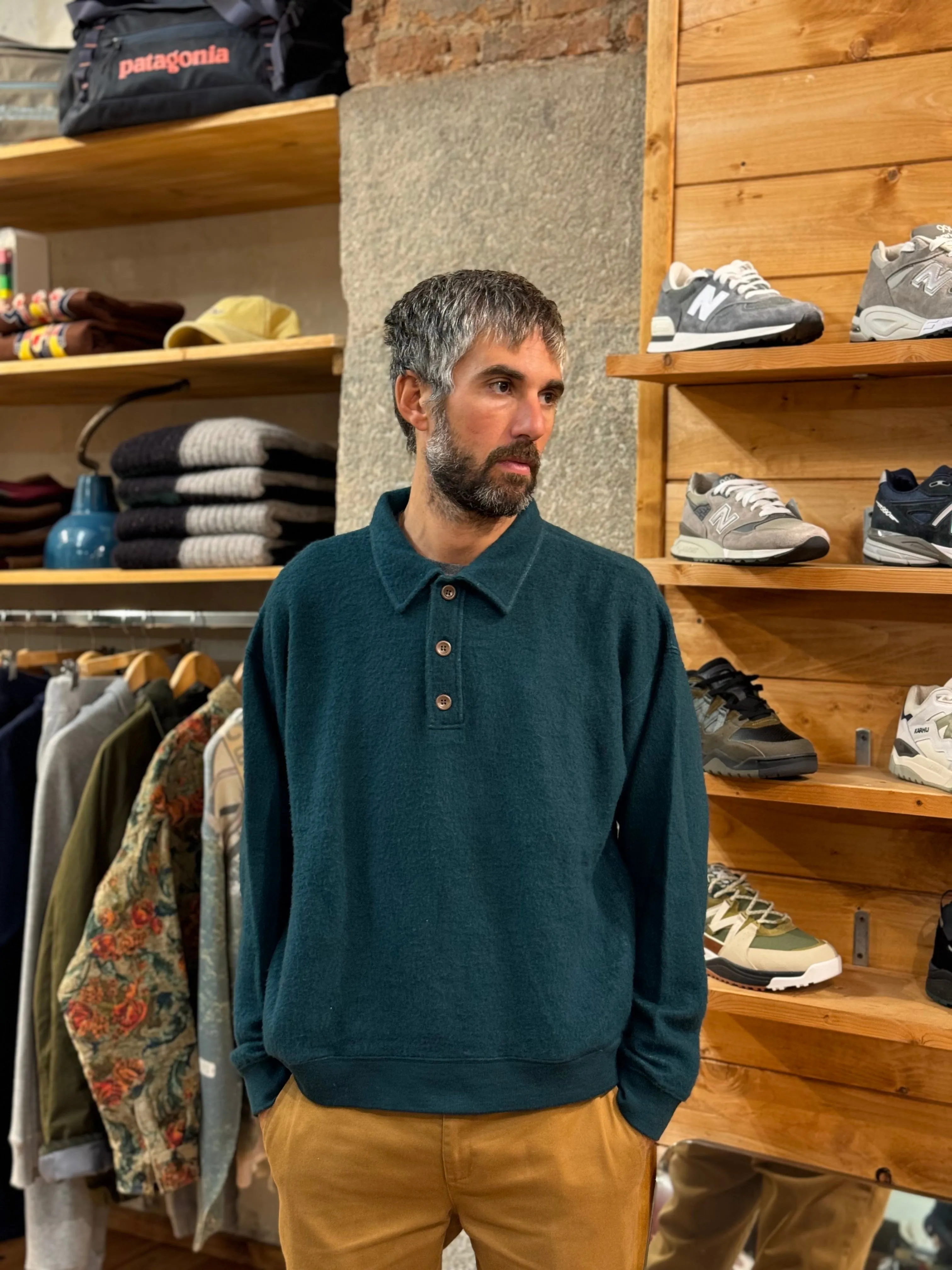 FRESH Bamboo Polo Sweater In Forrest Green