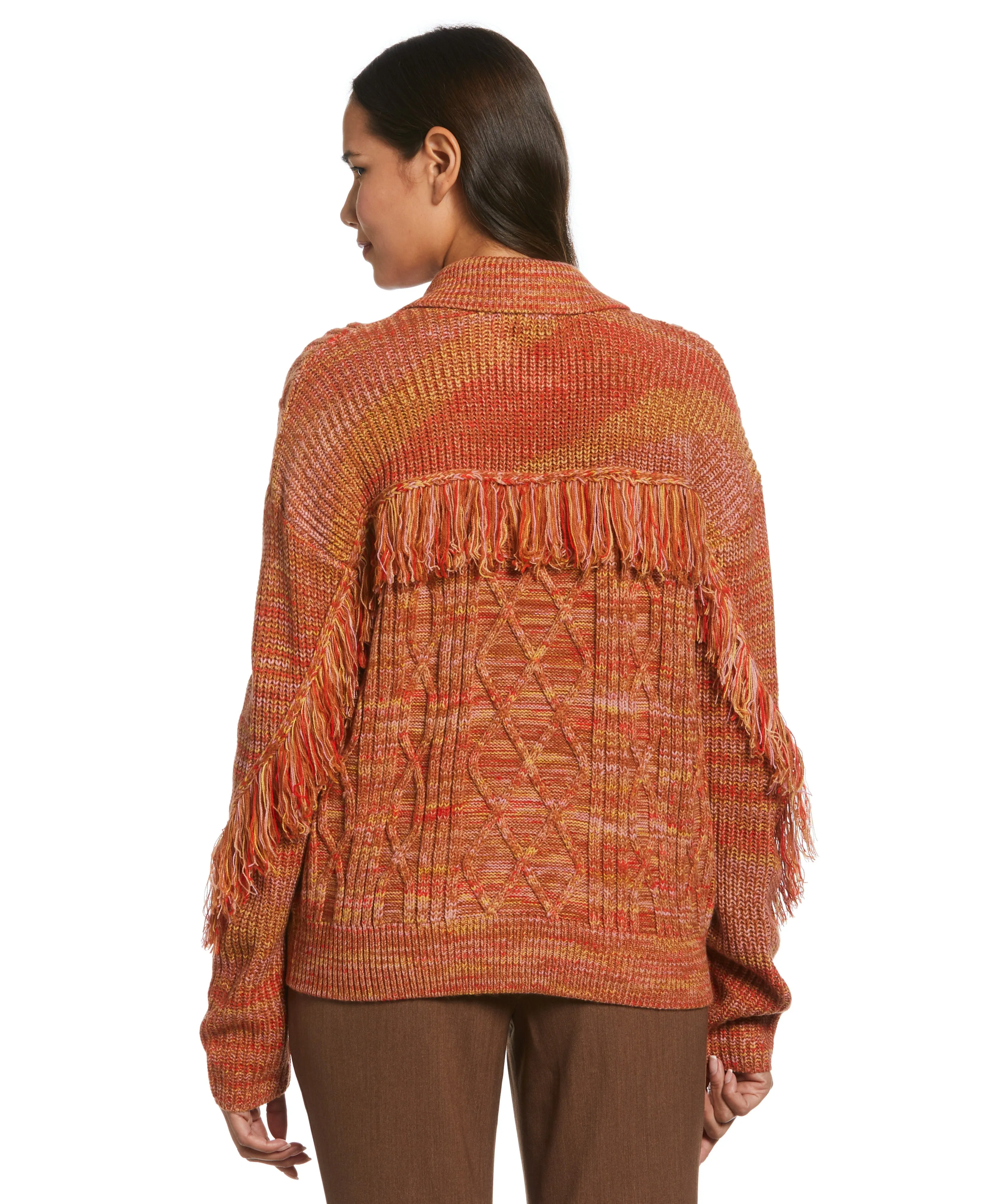 Fringe Trim Polo Sweater