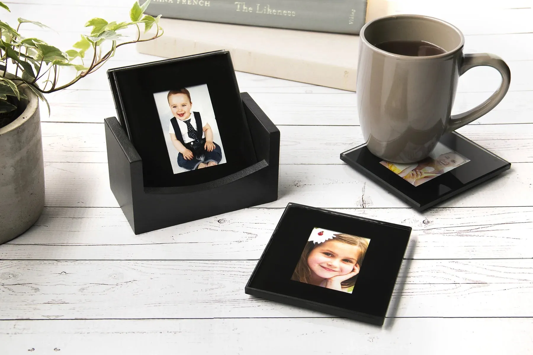 Glass Photo Coasters - Black (Set of 4)