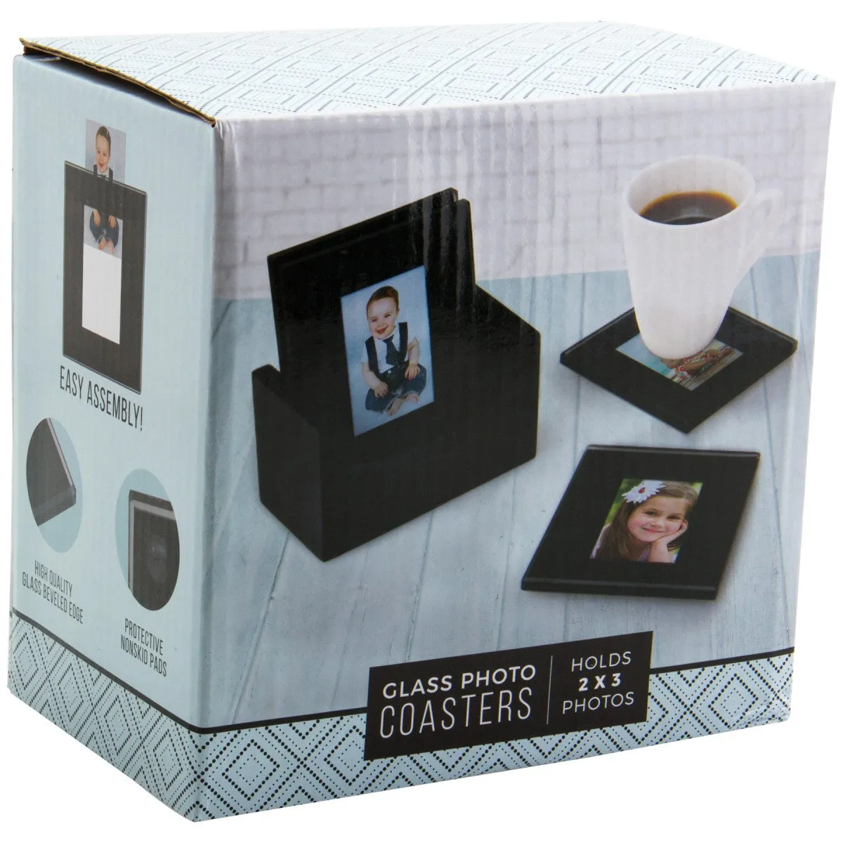 Glass Photo Coasters - Black (Set of 4)