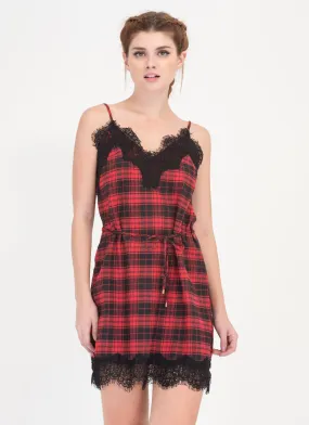 Good Idea Plaid 'N Lace Slip Dress