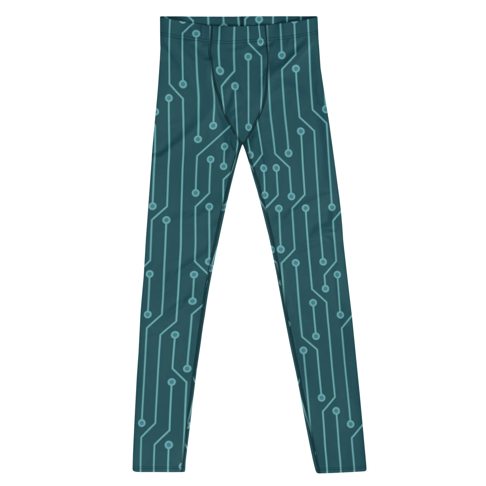 Green Abstract Best Men's Leggings, Green Abstract Printed Sexy Meggings - Made in USA/EU/MX