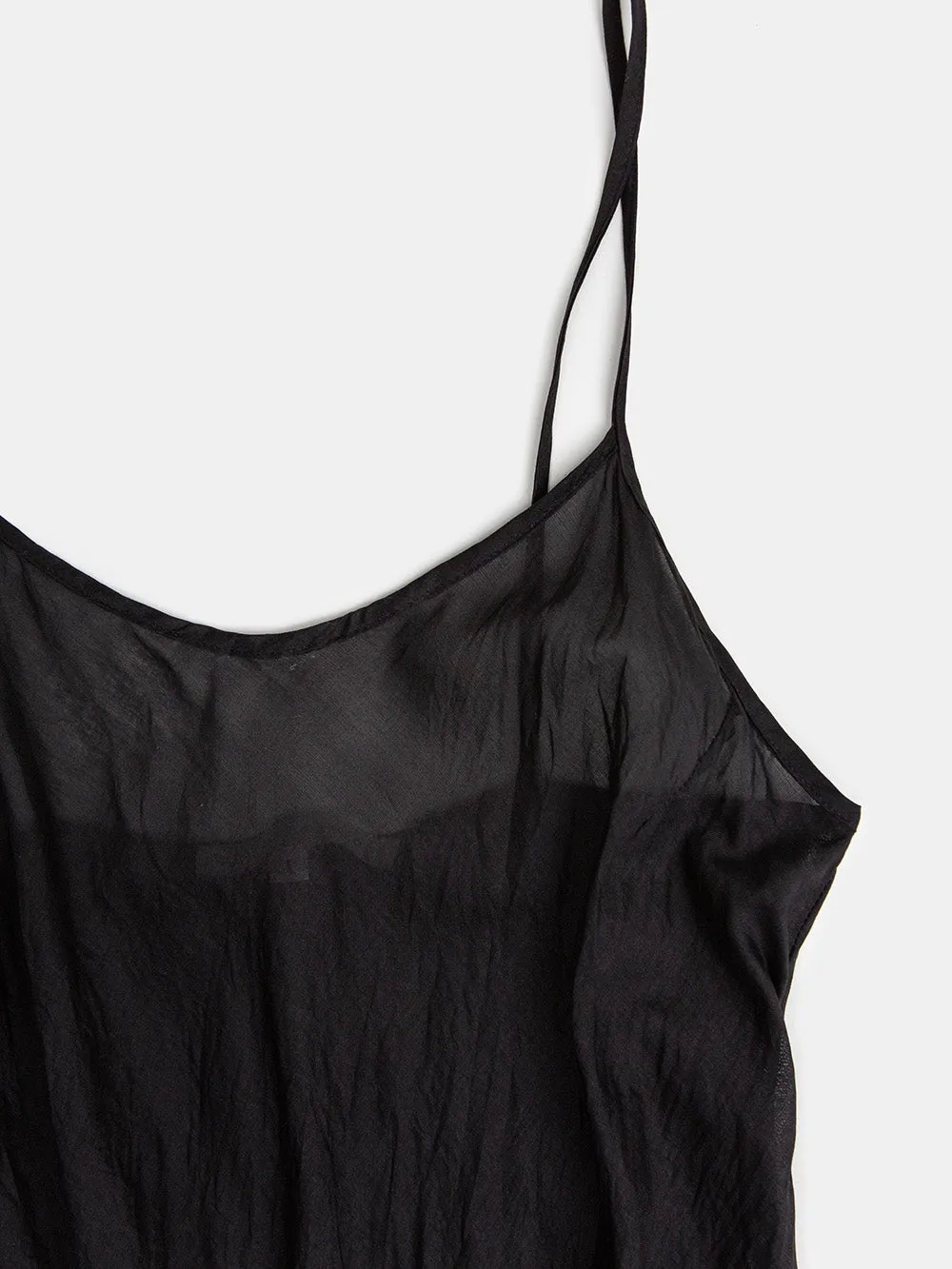 Greta Cotton Voile Slip Dress In Black