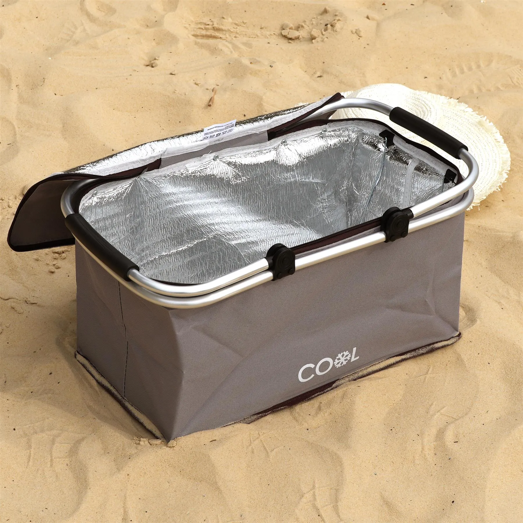 Grey Cooler Basket Bag