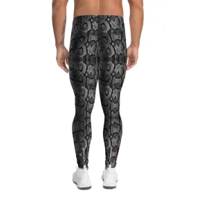 Grey Snake Print Men's Leggings, Snake Skin Python Style Meggings Tights For Men - Made in USA/EU