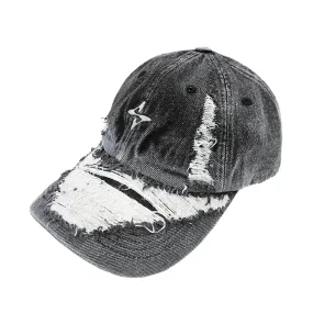 Grunge denim cap black & white