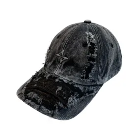 Grunge denim cap charcoal