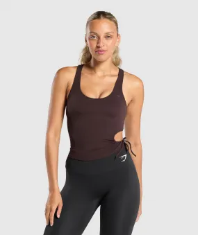 Gymshark Ruched Side Tank With Shelf - Heritage Brown