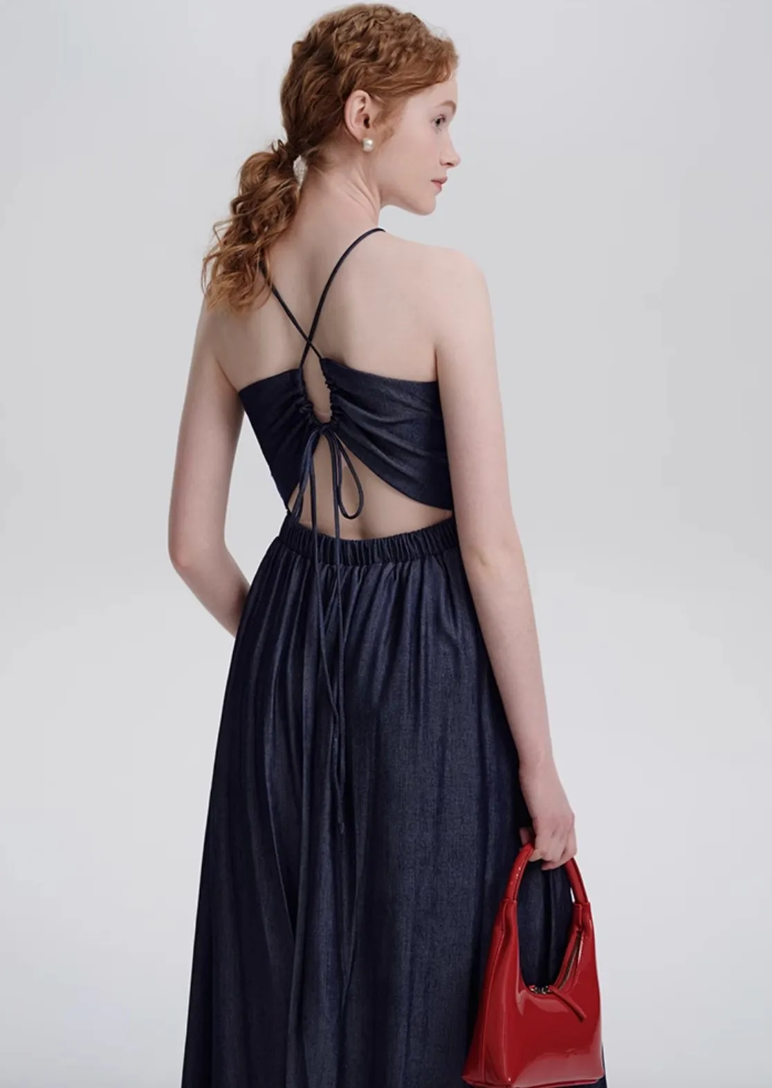 Halter Neck Slip Back Open Dress