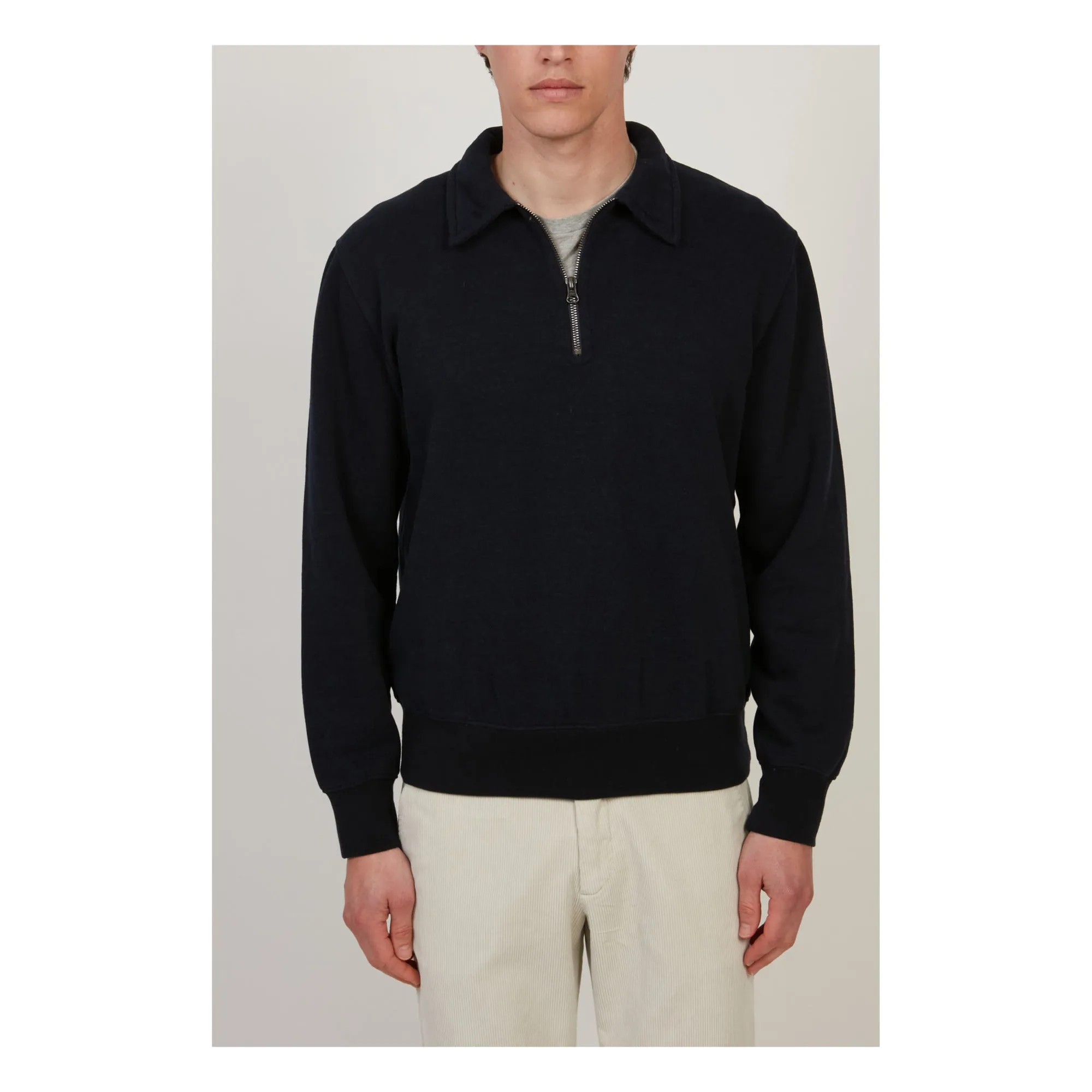 Hartford Zip Polo Navy Sweater