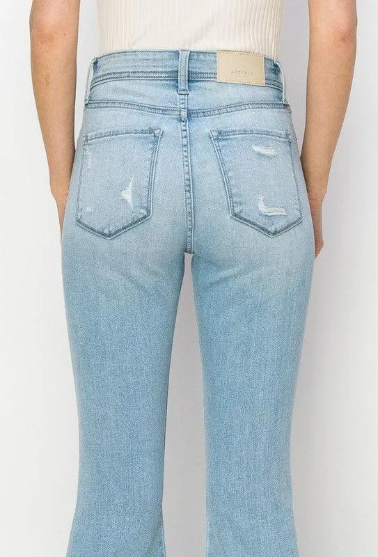 HIGH RISE CROP FLARE JEANS