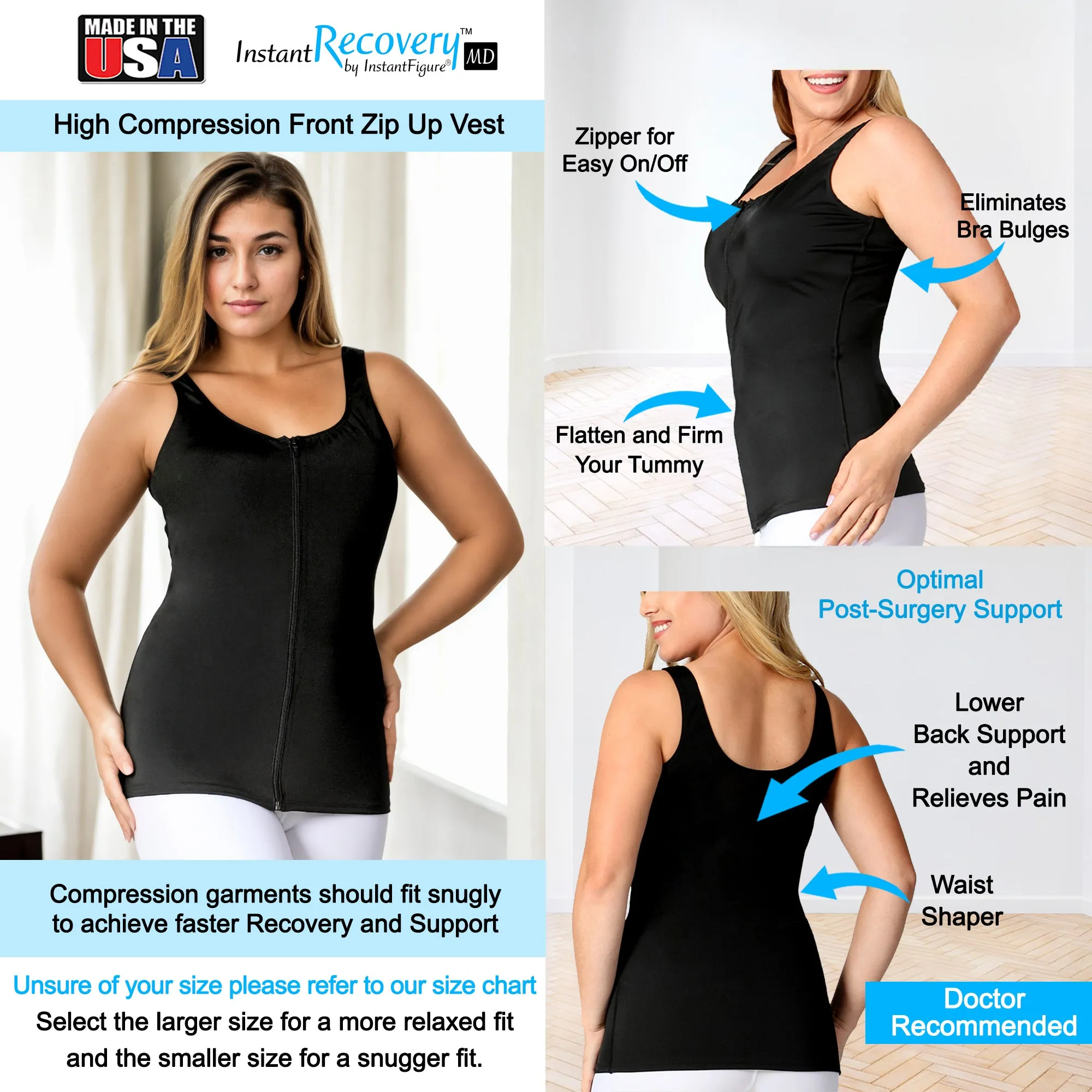 InstantRecovery High Compression Front Zip Up Vest MD209