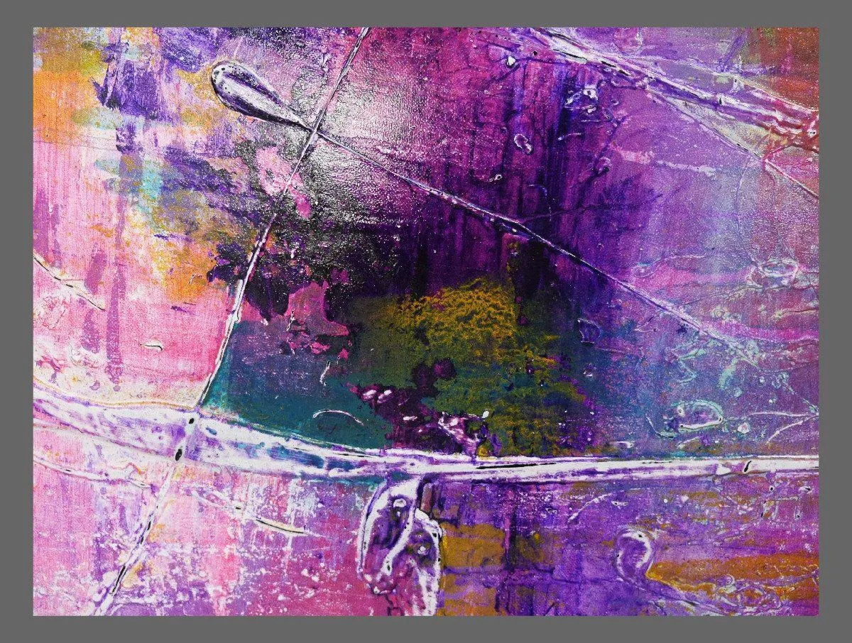 Jewel Grunge 100cm x 100cm Abstract Painting Purple (SOLD)