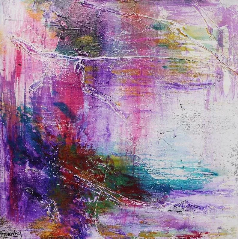 Jewel Grunge 100cm x 100cm Abstract Painting Purple (SOLD)