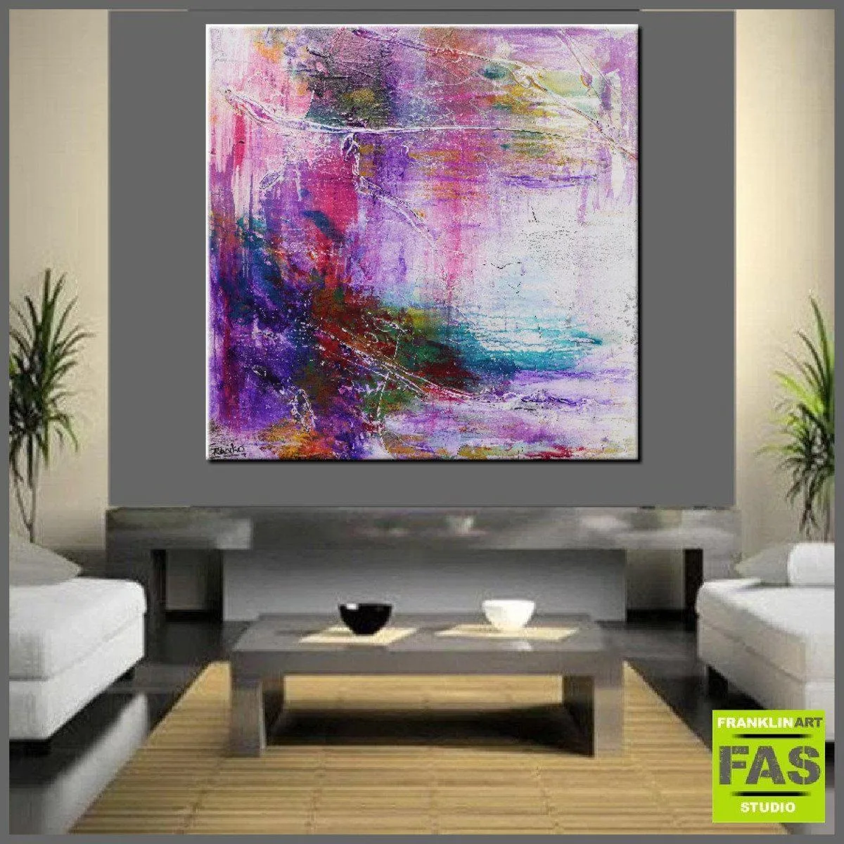 Jewel Grunge 100cm x 100cm Abstract Painting Purple (SOLD)