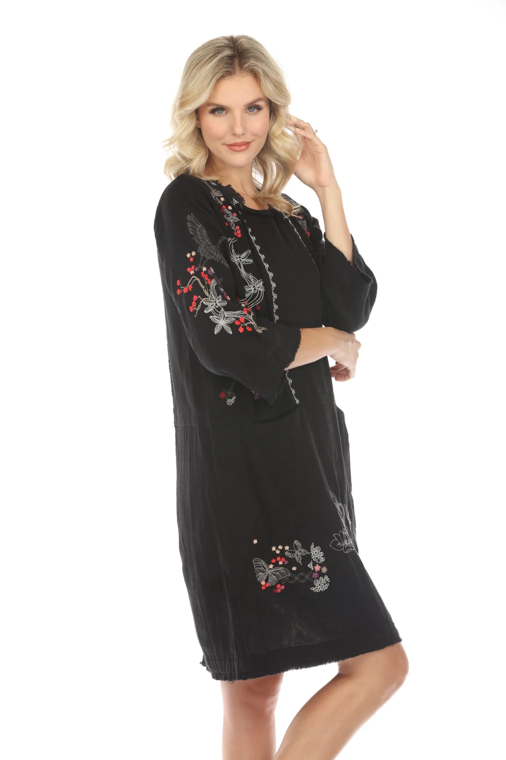 Johnny Was Biya Luciana Embroidered Shift Dress Boho Chic B39024